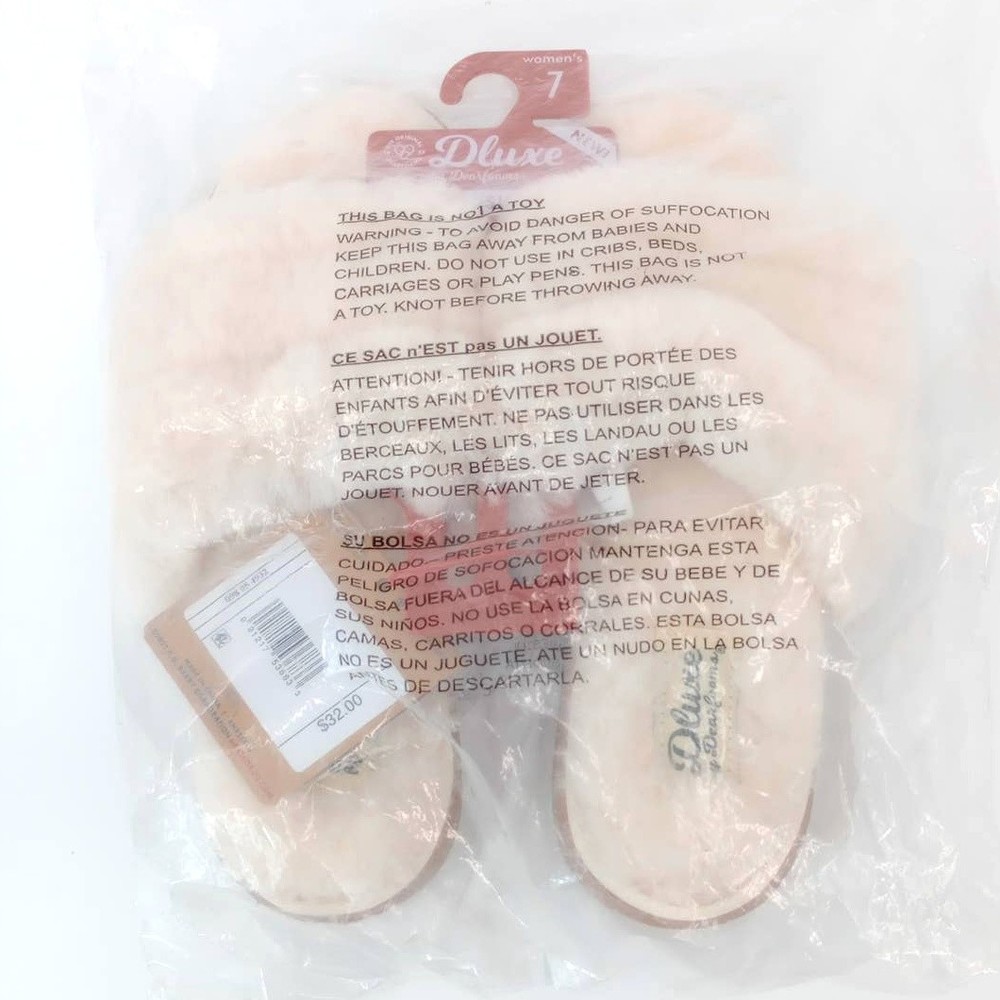 Deluxe deerfoam genuine shearling open toe house slippers cream 7 womens